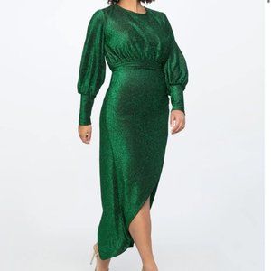 Eloquii Green Sparkle Maxi Wrap Skirt Dress Size 14
